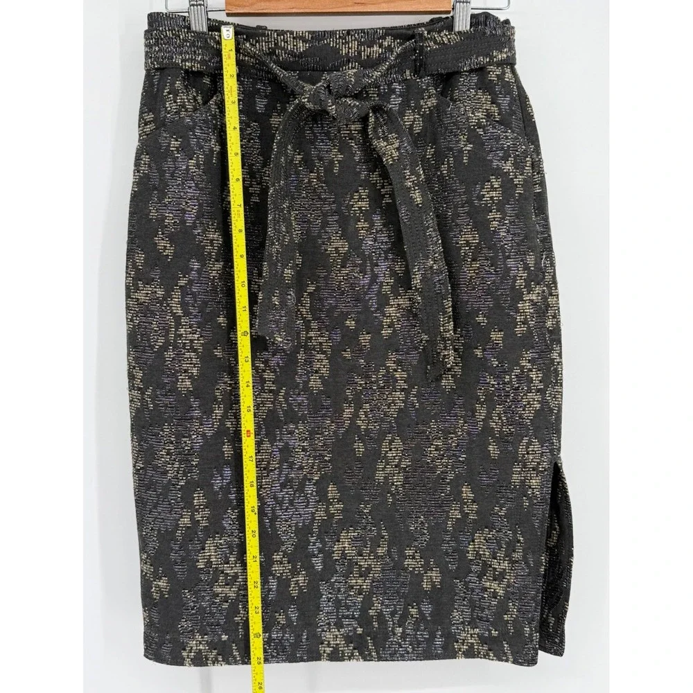 Banana‎ Republic Womens Charcoal Silver Jacquard Tie Waist Pencil Skirt Sz 4